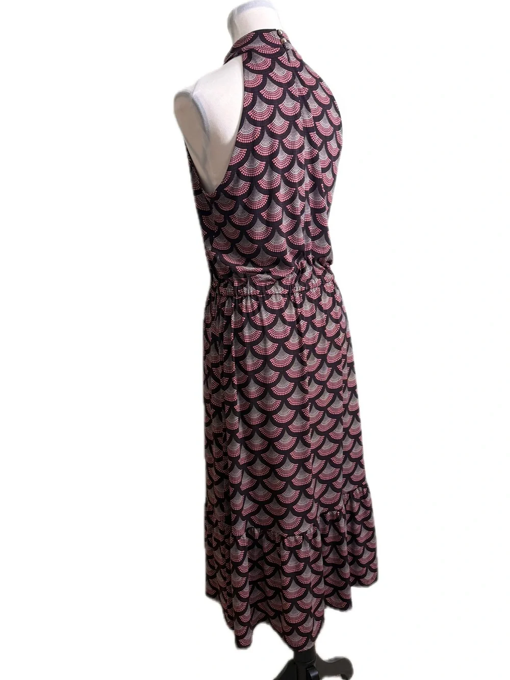Michael Kors Sleeveless Pink & Black Patterned Maxi Dress